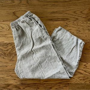 FLAX linen elastic waist straight leg pants size M